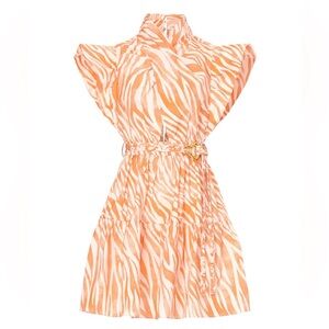 Derek Lam Collective Orange Zebra Cutout Mini Dress Sz 42